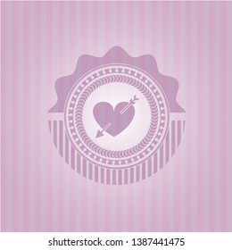 heart with arrow icon inside retro style pink emblem