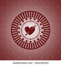 heart with arrow icon inside vintage red emblem