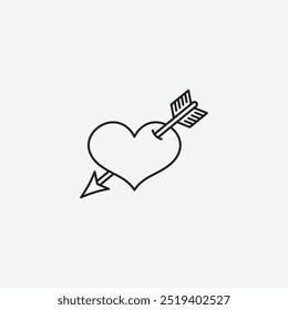 Heart with arrow icon isolated on white background
