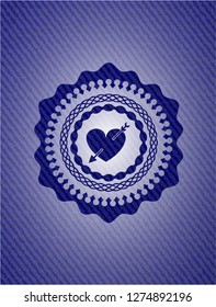 heart with arrow icon with jean texture