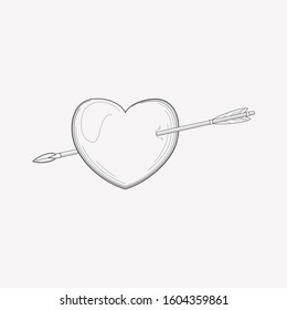 Heart with arrow icon line element. Vector illustration of heart with arrow icon line isolated on clean background for your web mobile app logo design.