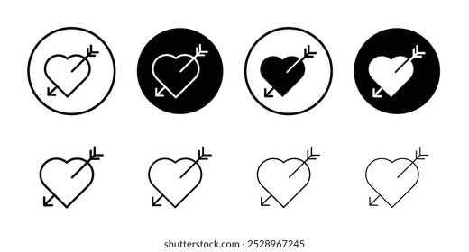 Heart with arrow icon linear logo isolated