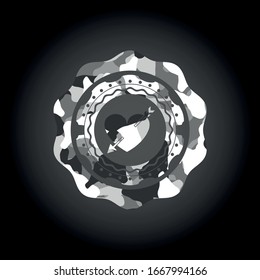 heart with arrow icon on grey camo texture