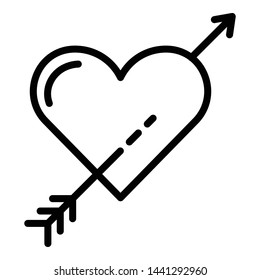 Heart arrow icon. Outline heart arrow vector icon for web design isolated on white background