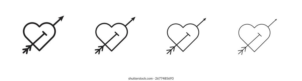 Corazón con el paquete de Vector del contorno del icono de la flecha. Mejor para el Web, móvil, ui