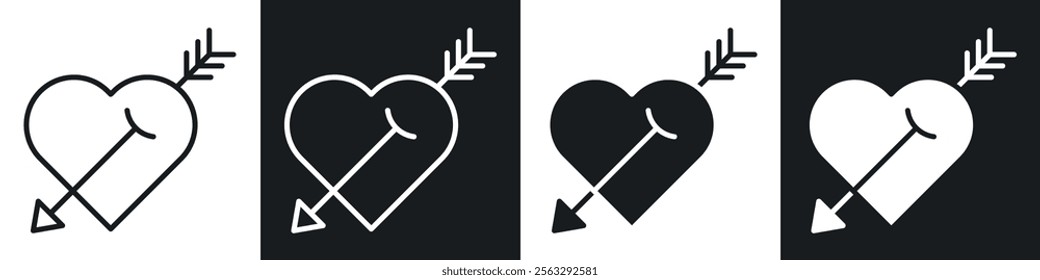 Heart with arrow icon pack for app and website ui designs.