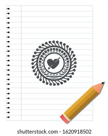 heart with arrow icon pencil effect. Vector Illustration. Detailed.