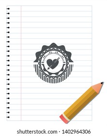 heart with arrow icon pencil strokes emblem. Vector Illustration. Detailed.