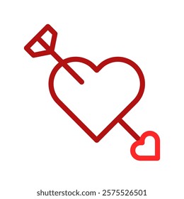 Heart With Arrow Icon Red on White Back