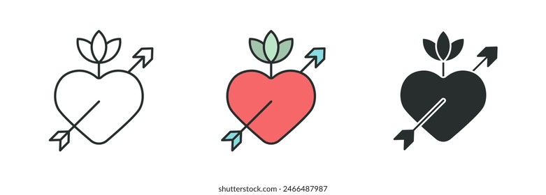 Heart with Arrow Icon symbol vector illustration isolated on white background