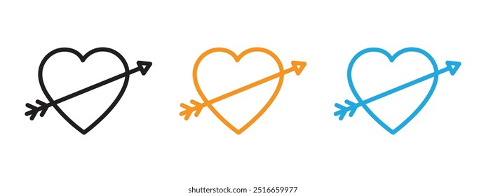 Heart with arrow icon Thin line illustration set