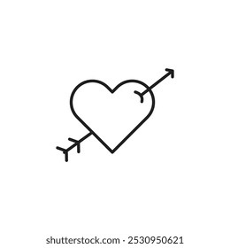Corazón con icono de flecha Ilustración plana de línea delgada