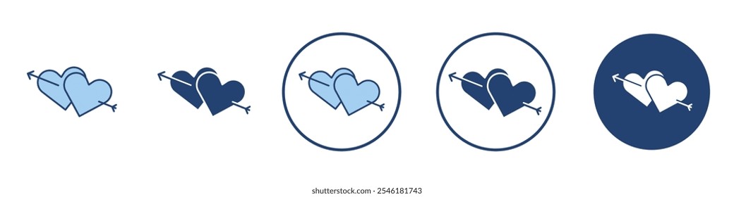 Heart with arrow icon Thin line art isolated