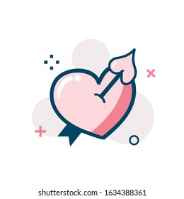 Heart with arrow icon. for Valentine day sign and symbol