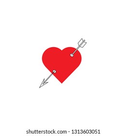 Heart with arrow icon. Valentines day vector icon , design. Arrow of cupid, Love symbol with arrow.