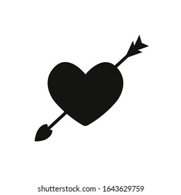 Heart with arrow icon. Valentines day vector line icon 