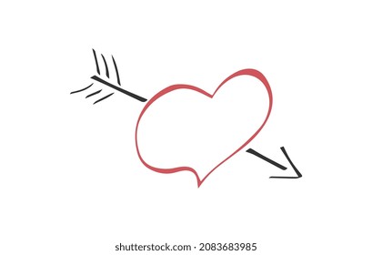 Heart with arrow icon. Valentines day vector line icon , Cupid dart pierced to the heart. Arrow of cupid, Love symbol with arrow. Happy Valentines day vector design