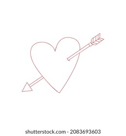 Heart with arrow icon. Valentines day vector line icon , Cupid dart pierced to the heart. Arrow of cupid, Love symbol with arrow. Happy Valentines day vector design