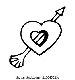 Heart with arrow icon. Valentines day vector line icon , Cupid dart pierced to the heart. Arrow of cupid, Love symbol with arrow. Happy Valentines day vector design