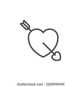 Heart with Arrow. Heart with arrow icon. Valentines day vector line icon , Cupid dart pierced to the heart. Arrow of cupid, Love symbol with arrow. Happy Valentines day vector design