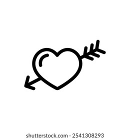 Heart with arrow icon. Valentines day vector line icon , Cupid dart pierced to the heart. Arrow of cupid, Love symbol with arrow. Happy Valentines day vector design