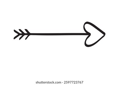 heart arrow icon. valentines day hand drawn doodle icon. arrow love decor for web, wedding and print. Vector illustration
