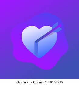 heart with arrow icon, vector