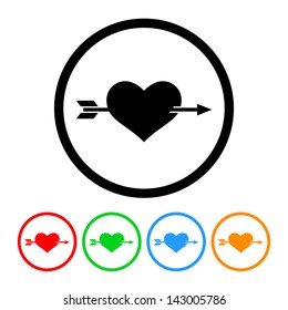 Heart and Arrow Icon Vector with Four Color Variations