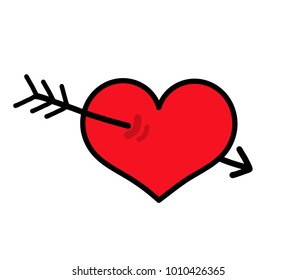 Heart with arrow icon. Vector illustration