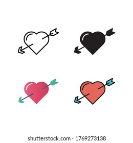 heart arrow icon vector illustration with different style design. isolated on white background