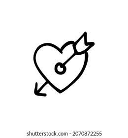 corazón con icono de flecha en vector. Logotipo - Doodle