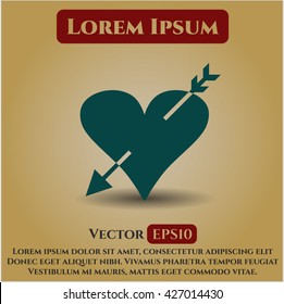 heart with arrow icon vector symbol flat eps jpg app