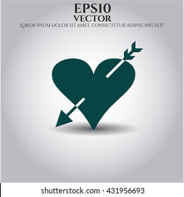 heart with arrow icon vector symbol flat eps jpg app