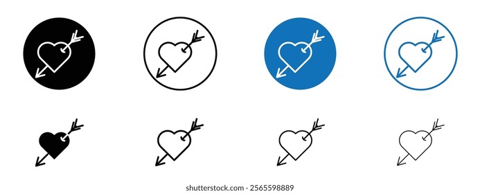 Heart with arrow icons in black and blue colors