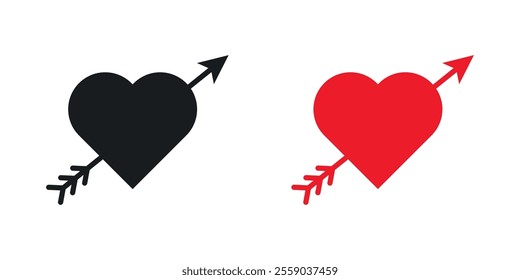 Heart with arrow icons in black and colored version