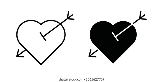 Heart with arrow icons in black and white colors