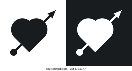 Heart with arrow icons in flat syle