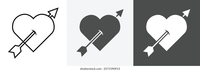 Heart with arrow icons set vector art