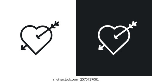 Heart with arrow icons set vectors on white background.