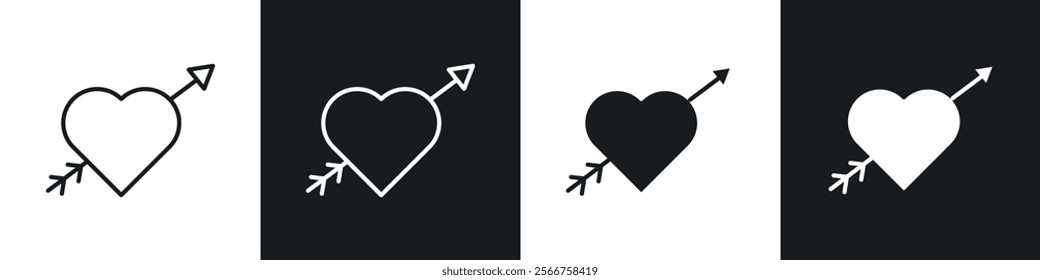 Heart with arrow icons in Thin line black color. flat simple vector symbols illustration.