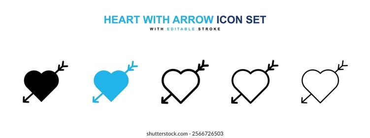 Heart with arrow icons vector collection pack.