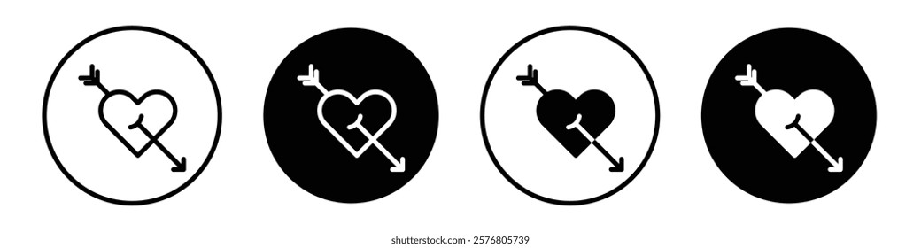 Heart with arrow icons vector pack for web designs