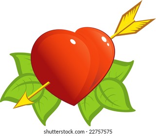 Heart with arrow, isolated on the white