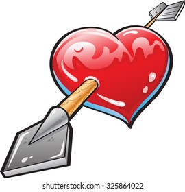 Heart with arrow is isolated on white