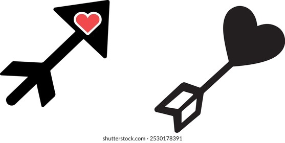 Heart arrow isolated vector icon. 