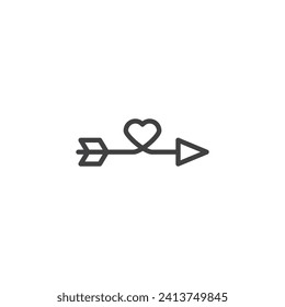 Heart Arrow line icon. linear style sign for mobile concept and web design. Arrow with heart outline vector icon. Symbol, logo illustration. Vector graphics
