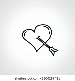 Heart with arrow line icon. Heart with arrow love web linear icon.