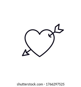 Corazón con icono de línea de flecha, Vector aislado simple ilustración de amor.