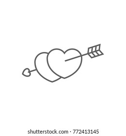 Heart with arrow line icon vector