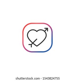 Heart arrow  - Line Vector Icon